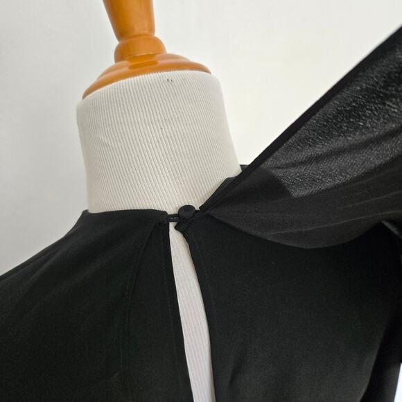 COS Silk Cape Dress Black Quiet Luxury 2 - Picture 9 of 14